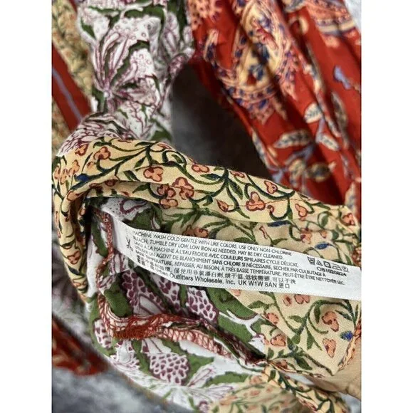 Anthropologie Sonrisa Paisley Floral Tassled Boho Peasant Viscose Blouse Size S - Picture 10 of 16